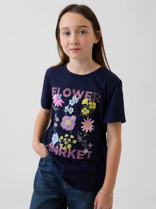 Lacivert Grafik Baskılı T-shirt
