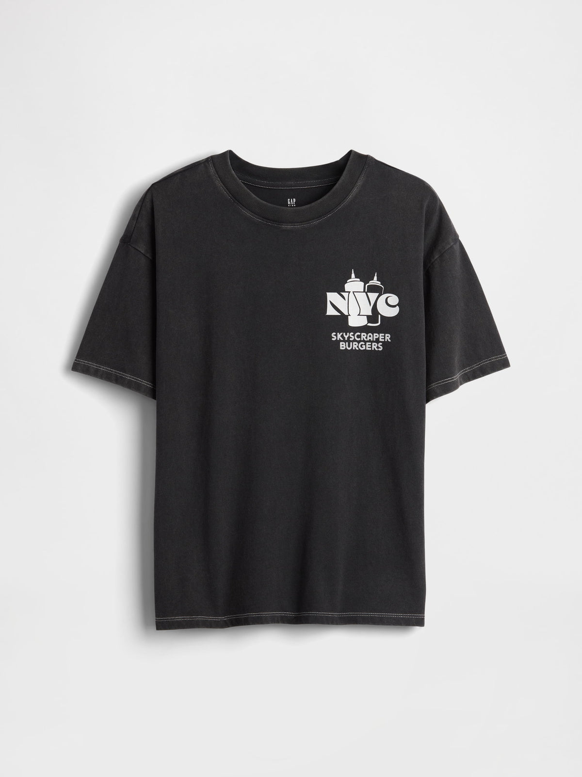 Siyah Relaxed Grafik Baskılı T-shirt