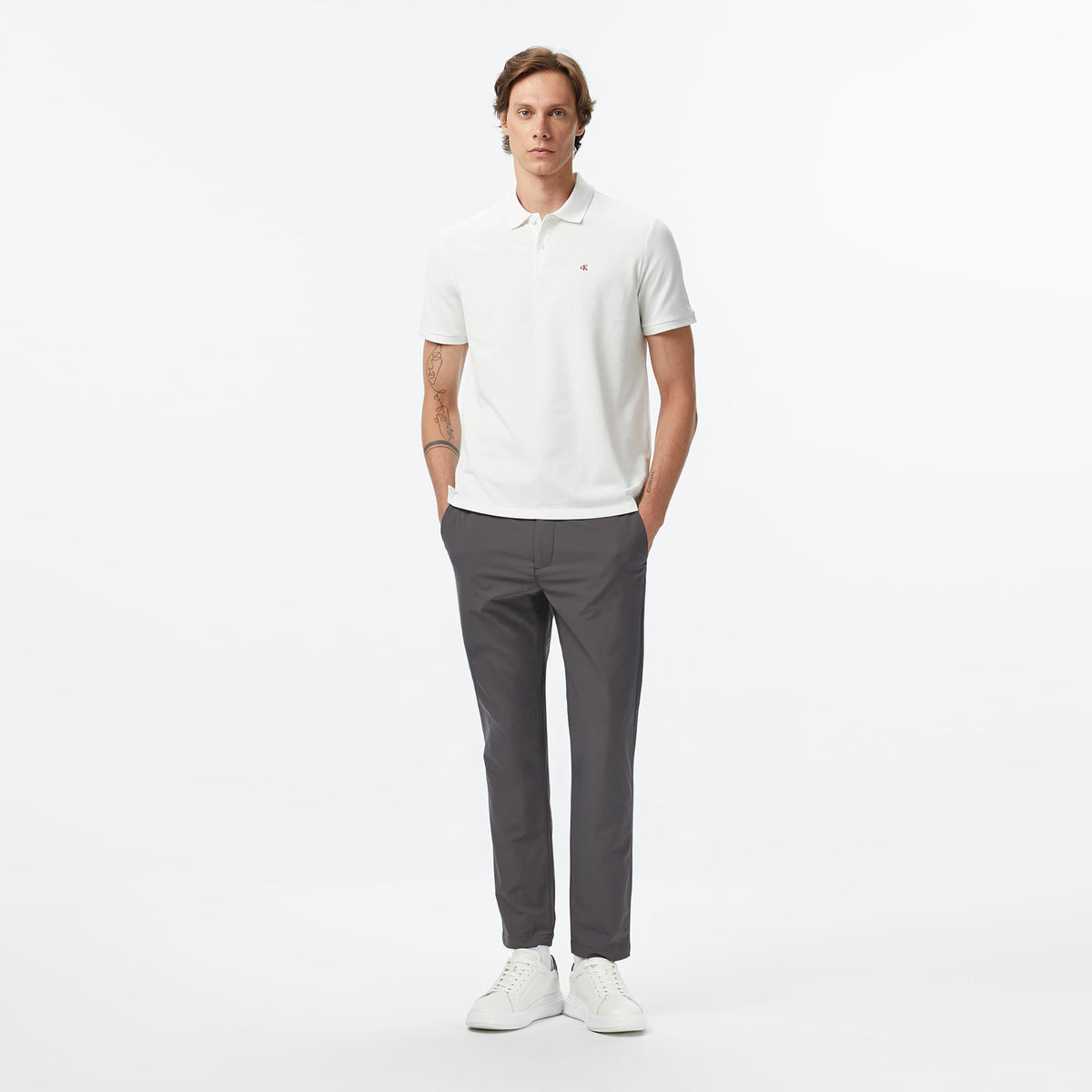 Calvin Klein Casual Pique Classic Erkek Beyaz Polo