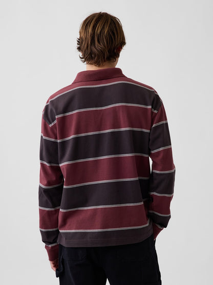 Koyu Kırmızı Oversized Pique Polo T-shirt
