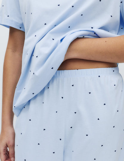 Saf Pamuklu Baskılı Pijama Takımı