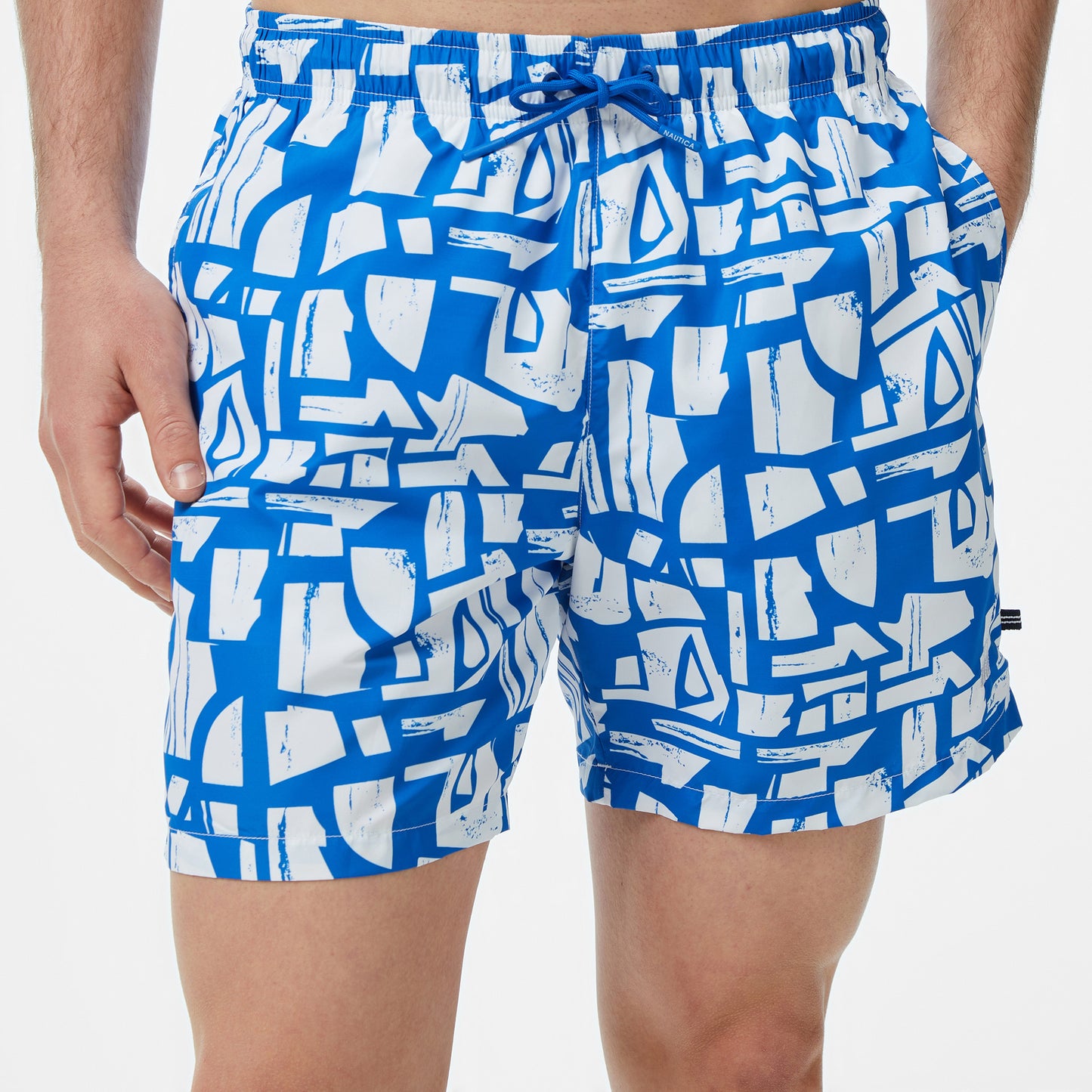 Nautica Erkek Mavi Regular Fit Desenli Deniz Şortu