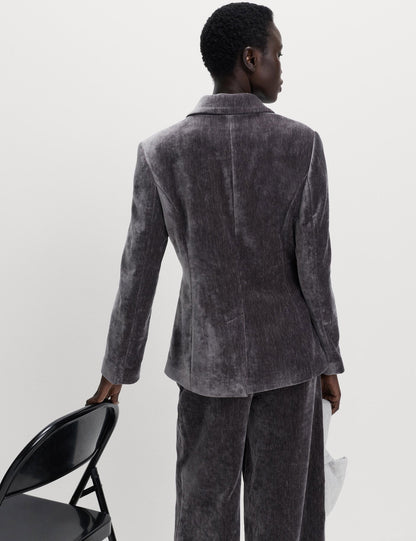 Dokulu Kadife Blazer Ceket