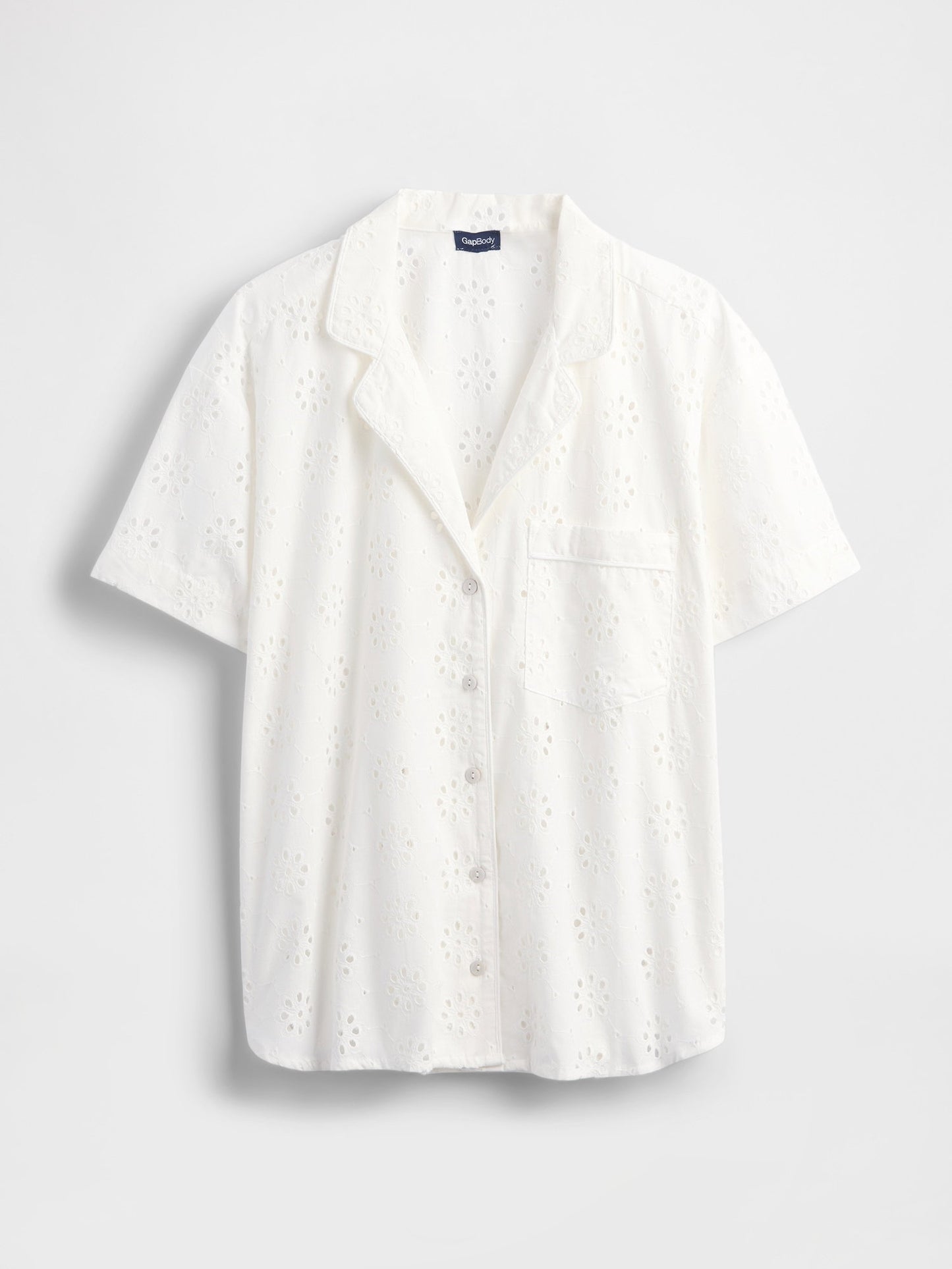 Beyaz Eyelet Poplin Pijama Üstü