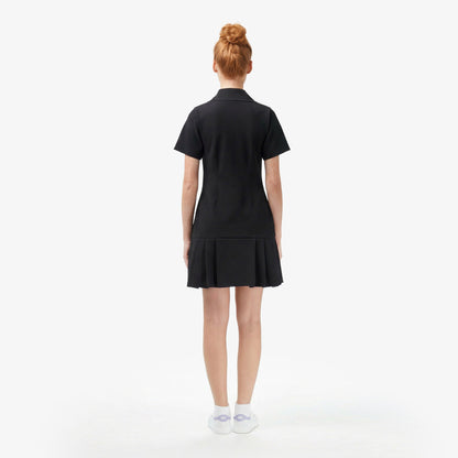 Lacoste Kadın Classic Fit Kısa Kollu Polo Yaka Siyah Elbise
