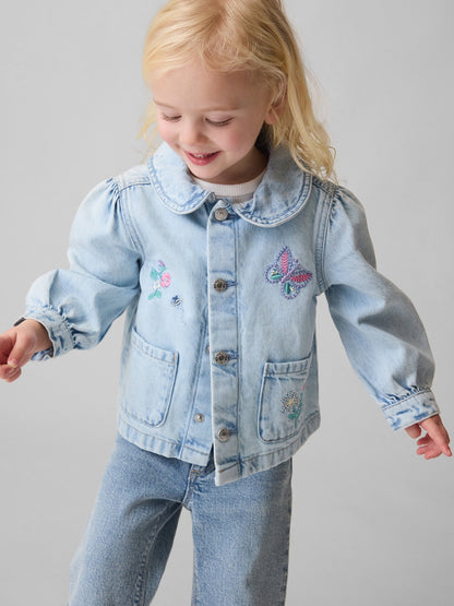Açık Mavi Denim Işlemeli Chore Ceket
