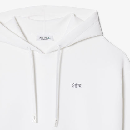 Lacoste Kadın Oversize Fit Kapüşonlu Beyaz Sweatshirt