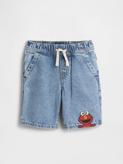Açık Mavi Sesame Street Pull-on Loose Denim Şort