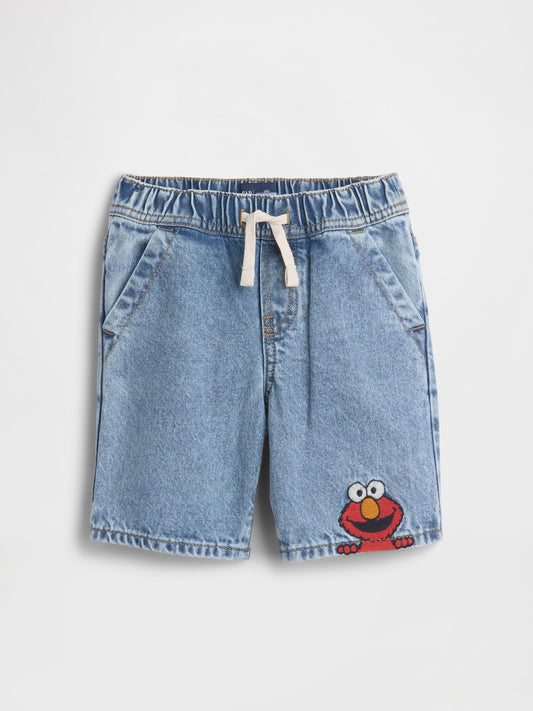 Açık Mavi Sesame Street Pull-on Loose Denim Şort