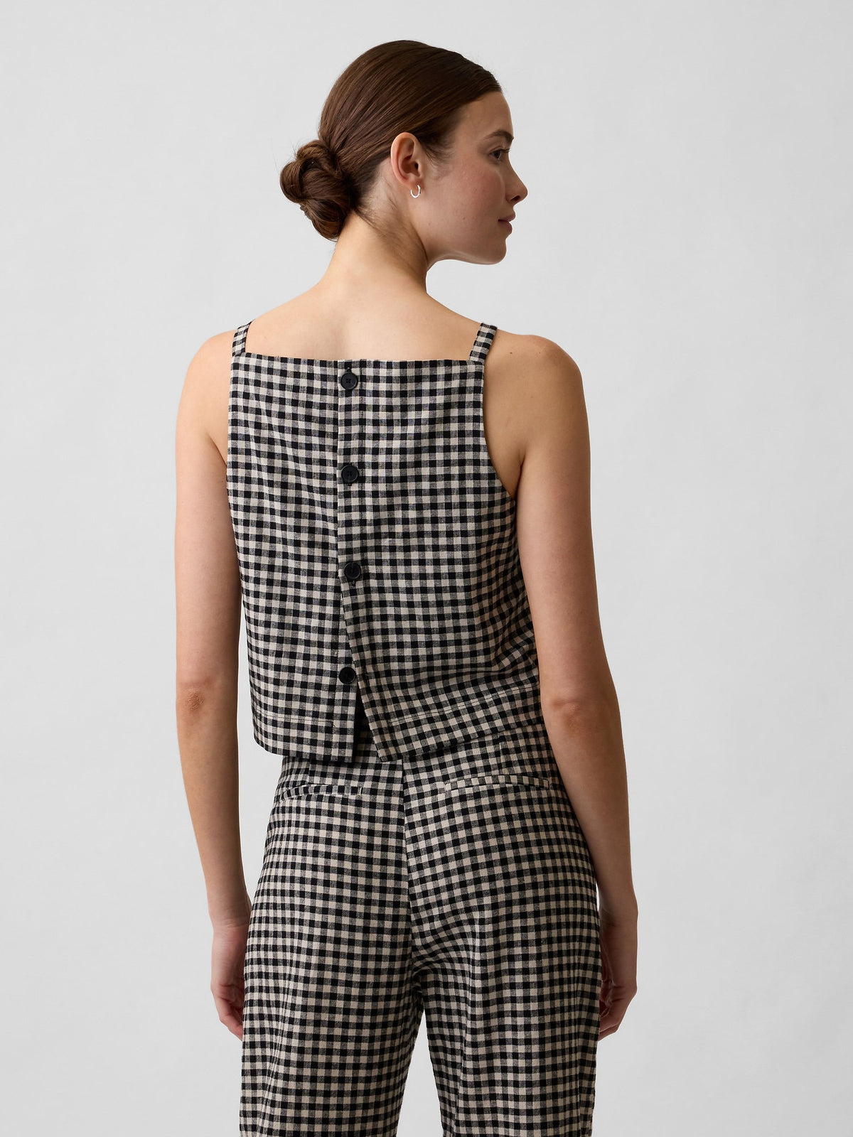 Beyaz Keten Karışımlı Apron Bluz