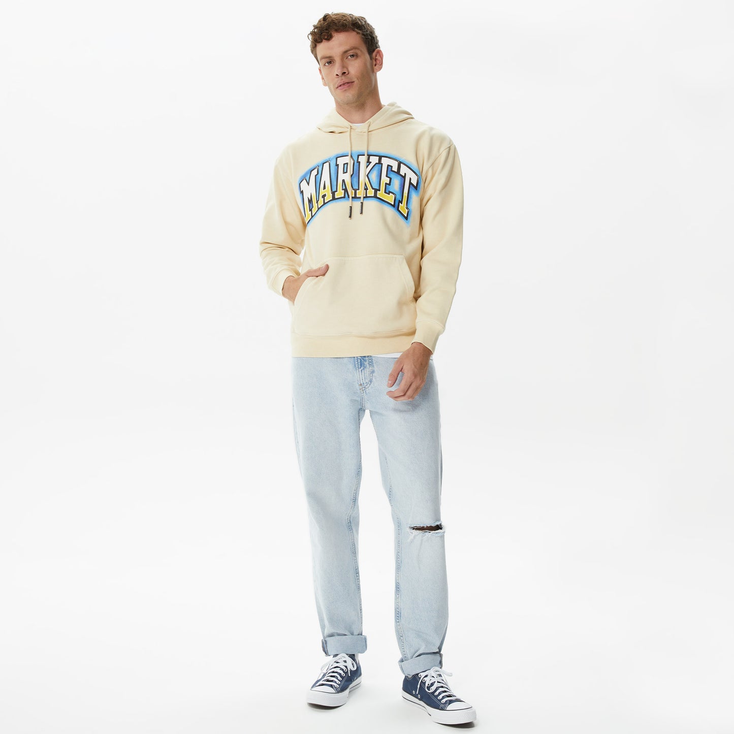 Market Smiley Pair Of Dice Erkek Krem Hoodie