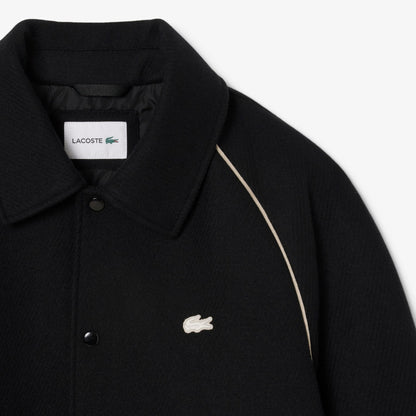 Lacoste Erkek Classic Fit Gömlek Yaka Baskılı Siyah Ceket