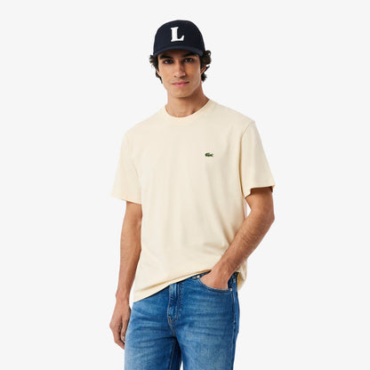 Lacoste Erkek Classic Fit Bisiklet Yaka Bej T-shirt
