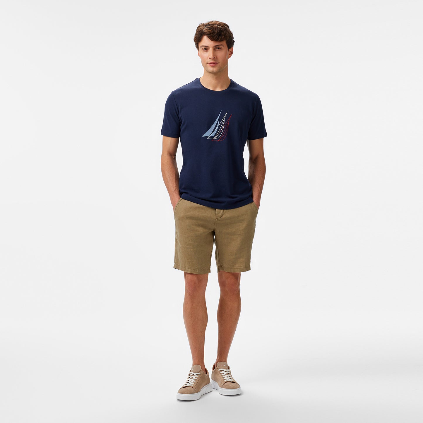 Nautica Erkek Lacivert Regular Fit Baskılı T-shirt