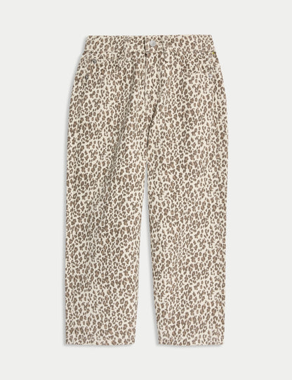 Denim Leopar Desenli Jean (2-10 Yaş)