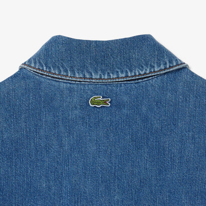 Lacoste Kadın Oversize Fit Kısa Kollu Polo Yaka Denim Mavi Elbise