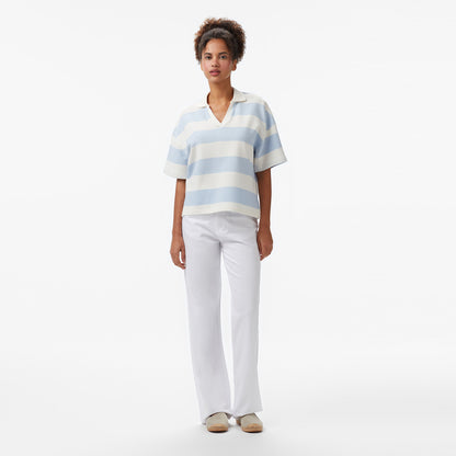 Nautica Kadın Mavi Regular Fit Çizgili Polo Yaka T-shirt