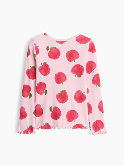 Pembe Fitilli Bisiklet Yaka T-shirt