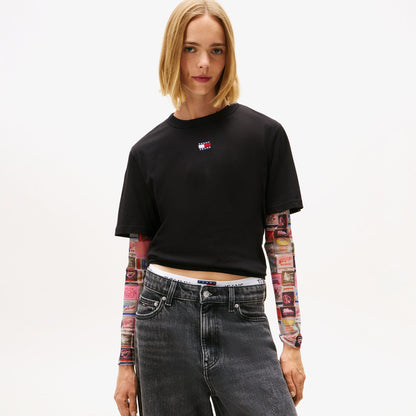 Tommy Hilfiger Badge Kadın Siyah T-shirt