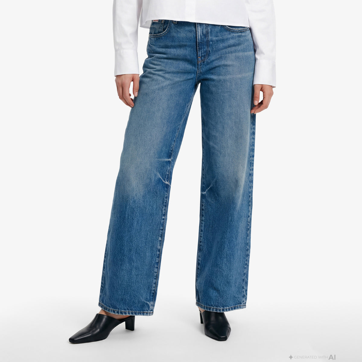 Calvin Klein The Wide Leg Kadın Mavi Jean