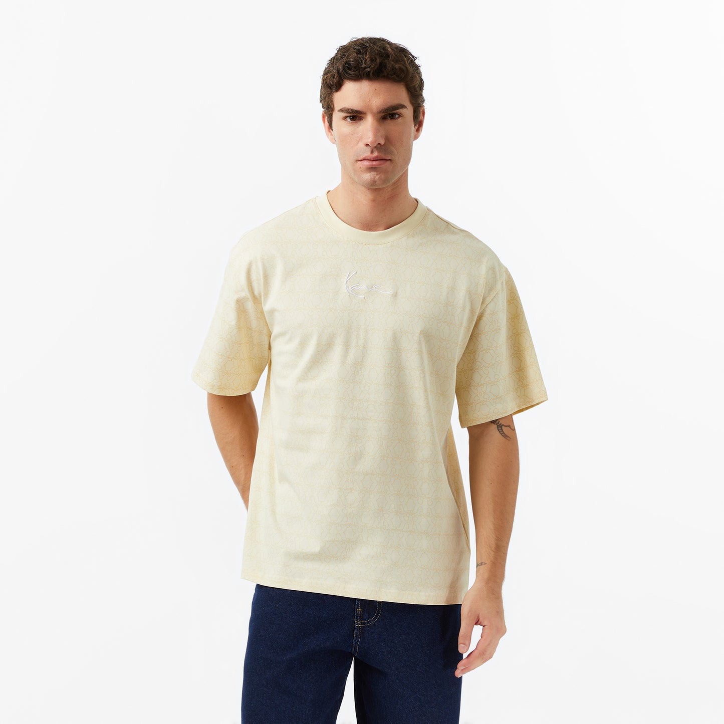 Karl Kani Aop Signature Erkek Bej T-shirt