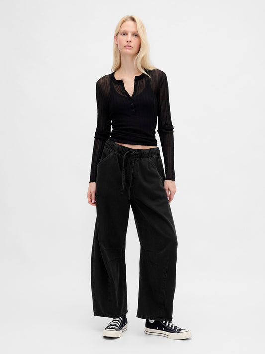 Siyah Mid Rise Ultrasoft Easy Horseshoe Jean Pantolon