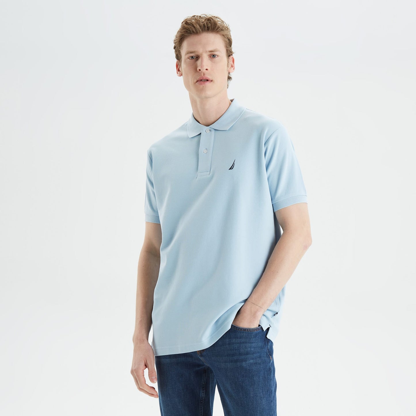 Nautica Erkek Mavi Classic Fit Kısa Kollu Polo Yaka T-shirt