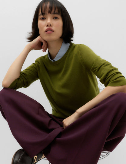 Yüksek Belli Çift Pileli Wide Leg Pantolon