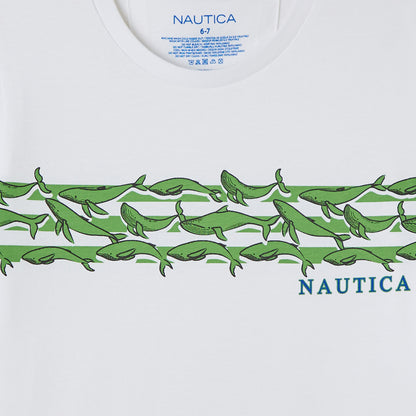 Nautica Erkek Çocuk Beyaz Regular Fit Baskılı T-shirt