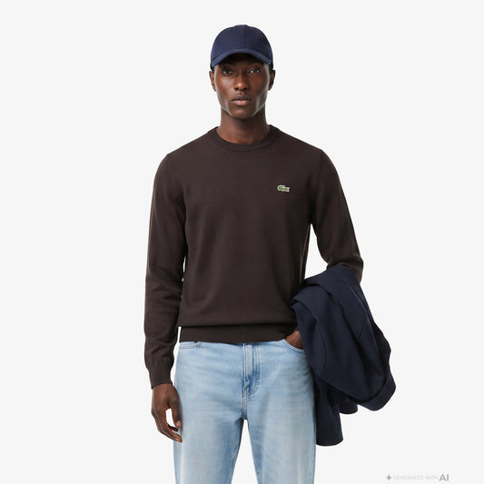Lacoste Regular Fit Erkek Kahverengi Kazak