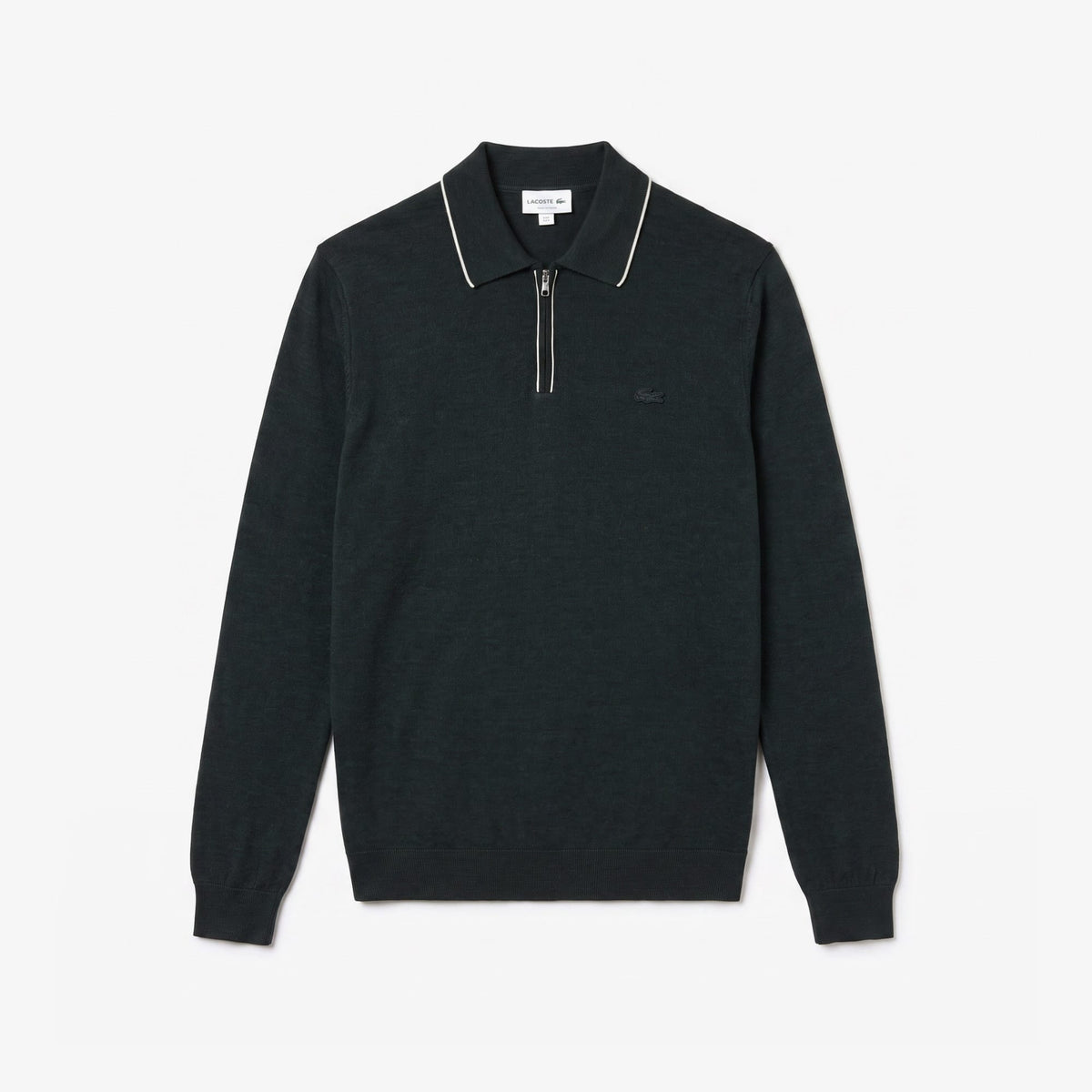Lacoste Erkek Regular Fit Yarım Fermuarlı Yün Koyu Yeşil Kazak