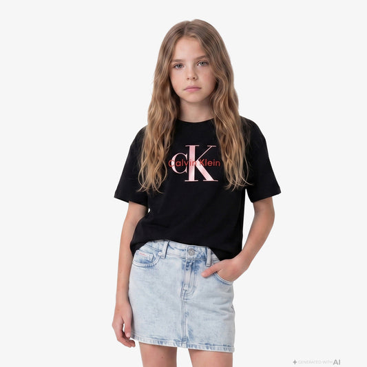 Calvin Klein Seasonal Monologo Çocuk Siyah T-shirt
