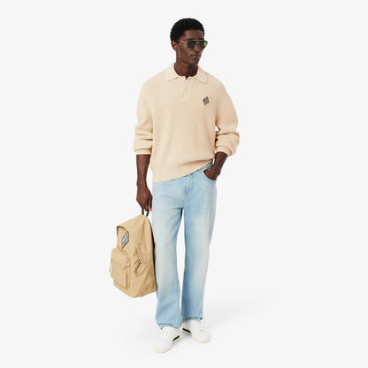 Lacoste Erkek Relaxed Fit Polo Yaka Bej Kazak