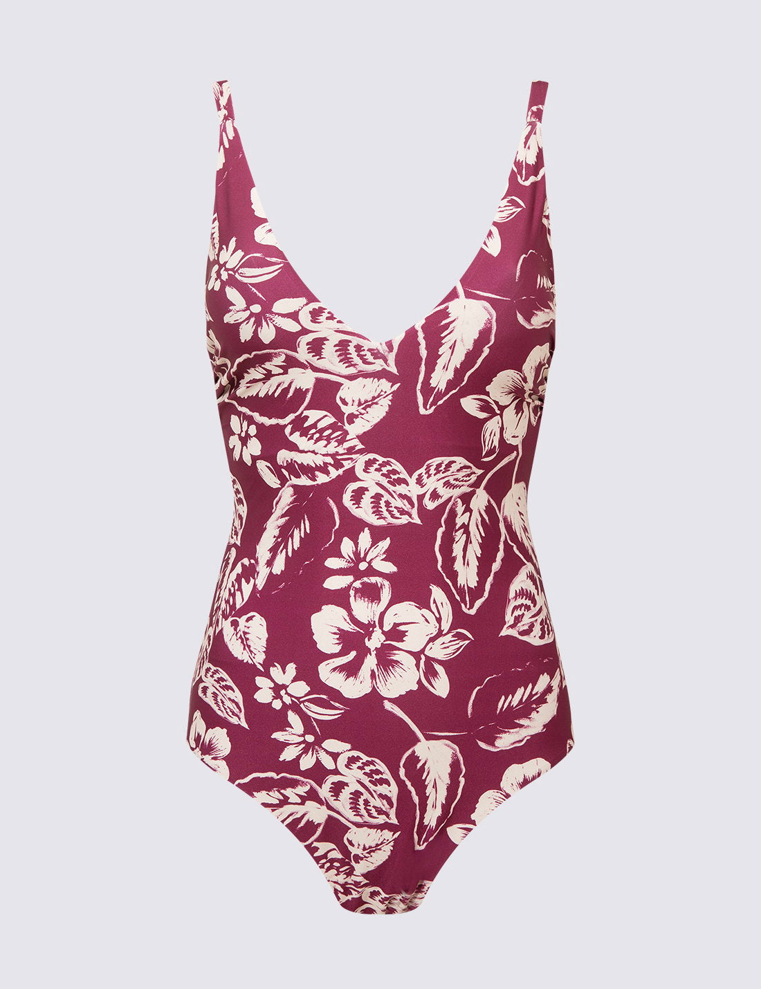 Regular Fit Yaprak Desenli Plunge Mayo