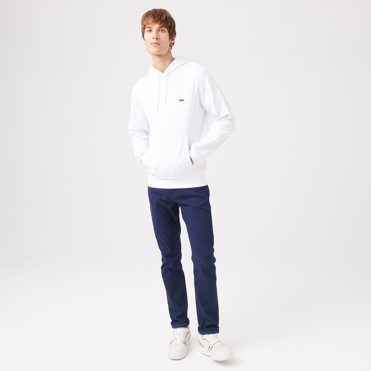 Lacoste Classic Fit Kapüşonlu Erkek Beyaz Hoodie