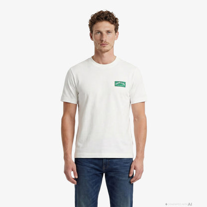Calvin Klein 20s Easy Collegiate Badge Erkek Beyaz T-shirt