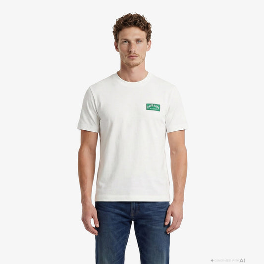 Calvin Klein 20s Easy Collegiate Badge Erkek Beyaz T-shirt