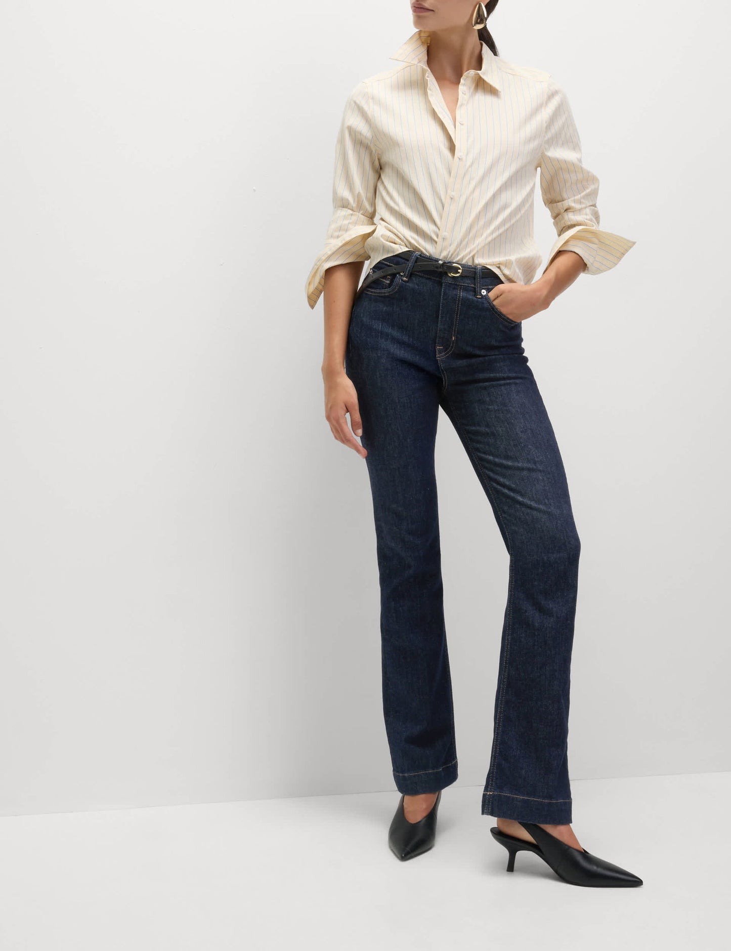Yüksek Bel Slim Flare Jean Pantolon