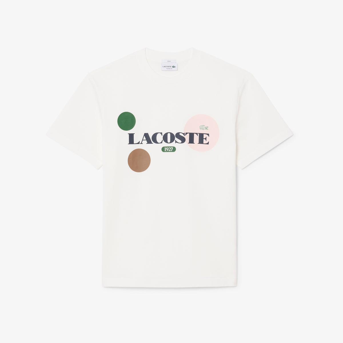 Lacoste Unisex Classic Fit Bisiklet Yaka Baskılı Beyaz T-shirt