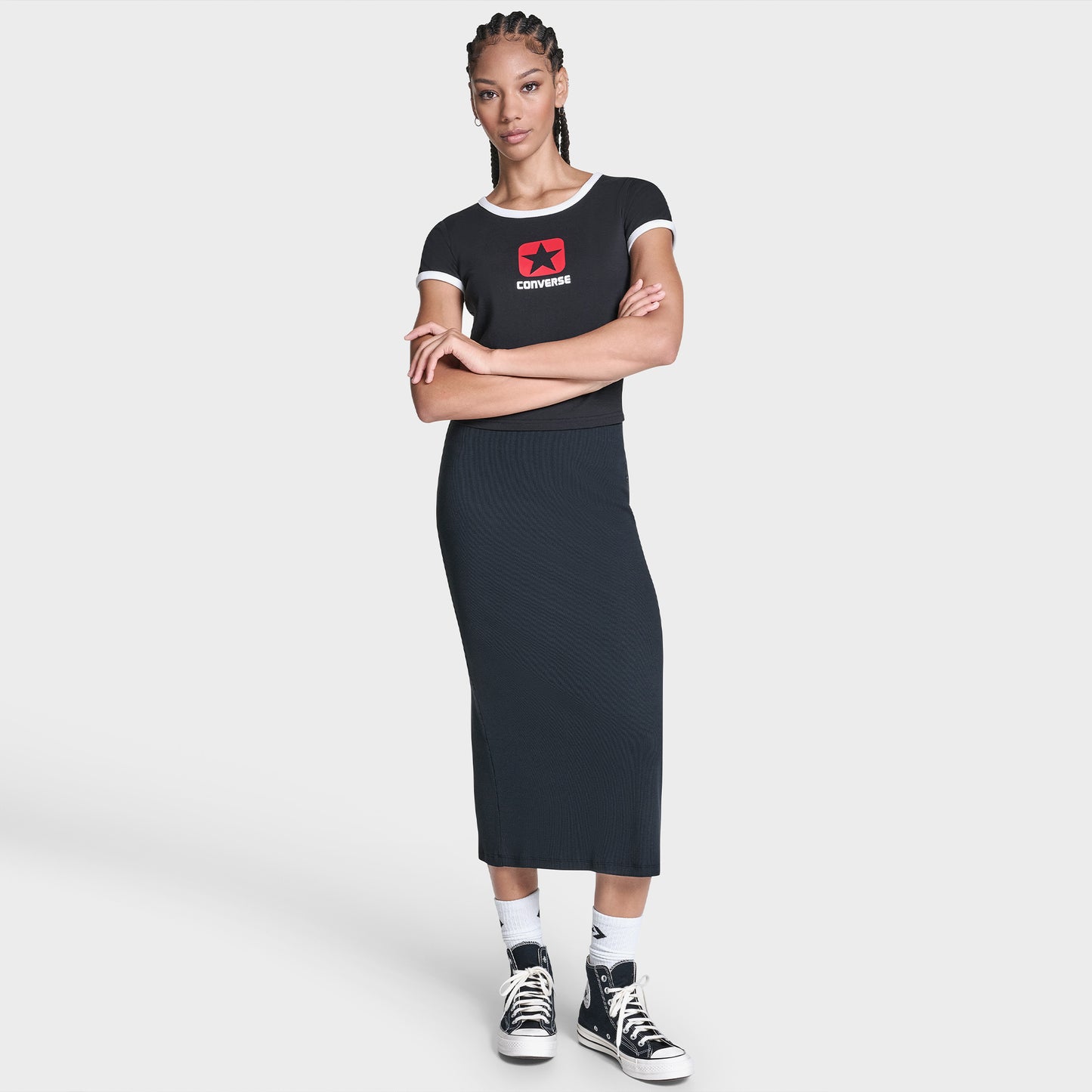 Converse Regular Fit Kadın Siyah T-shirt