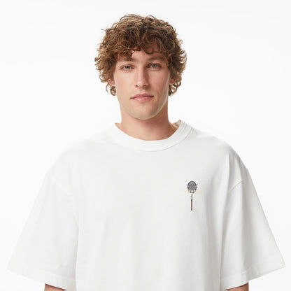 Lacoste Erkek Loose Fit Bisiklet Yaka Baskılı Krem T-shirt