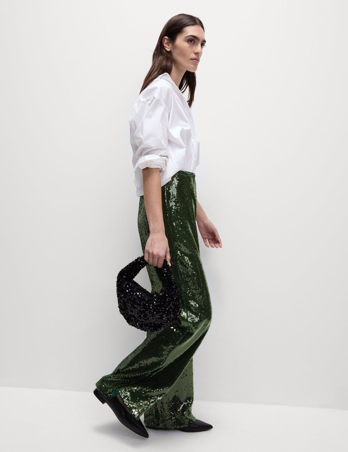 Payetli Wide Leg Pantolon
