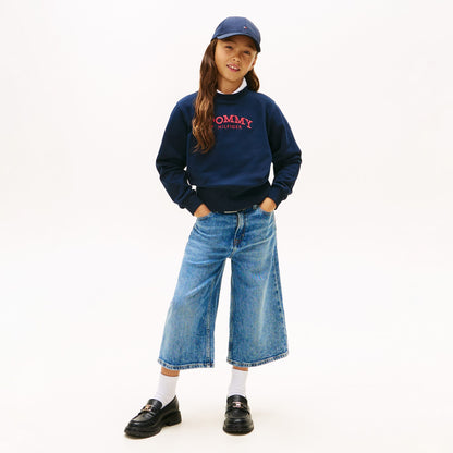 Tommy Hilfiger Crew Neck Çocuk Mavi Sweatshirt