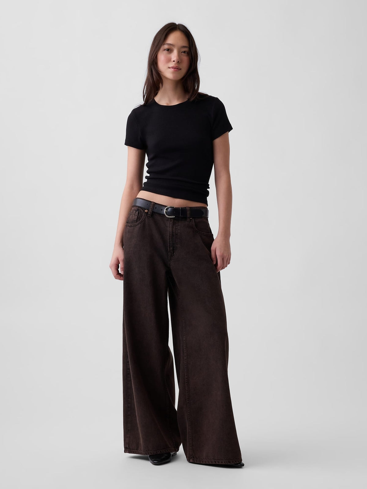 Kahverengi Low Slung Extra Baggy Jean Pantolon