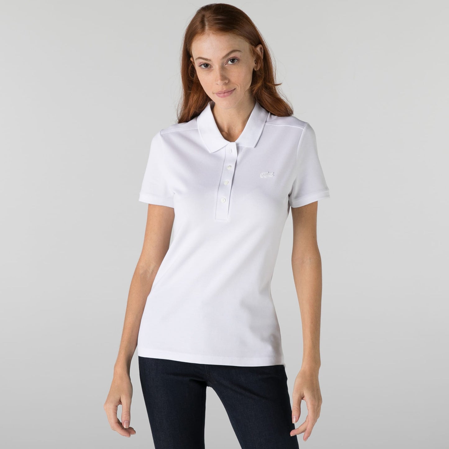 Lacoste L.12.d Kadın Slim Fit Beyaz Polo