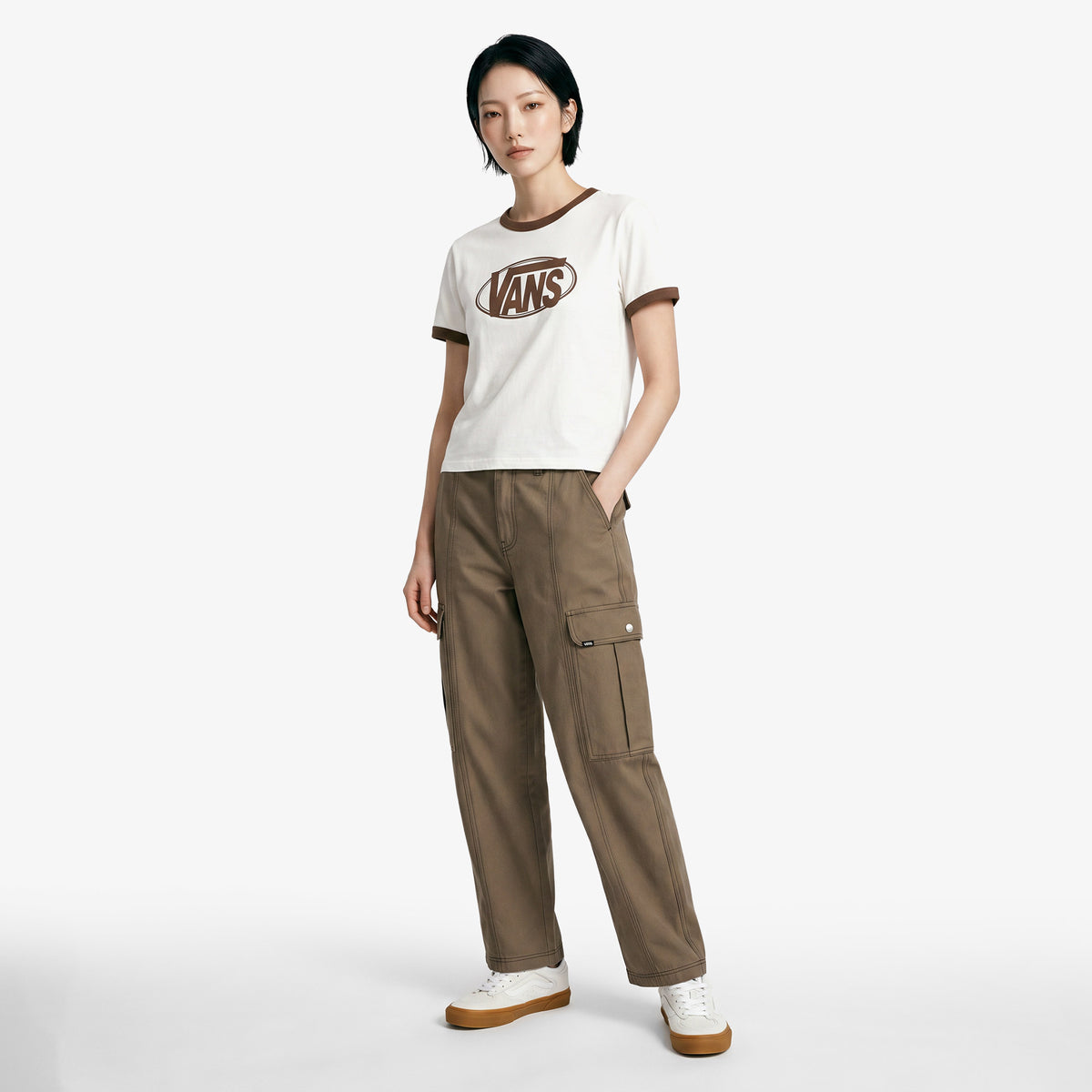 Vans Center Chest Ringer Kadın Beyaz T-shirt