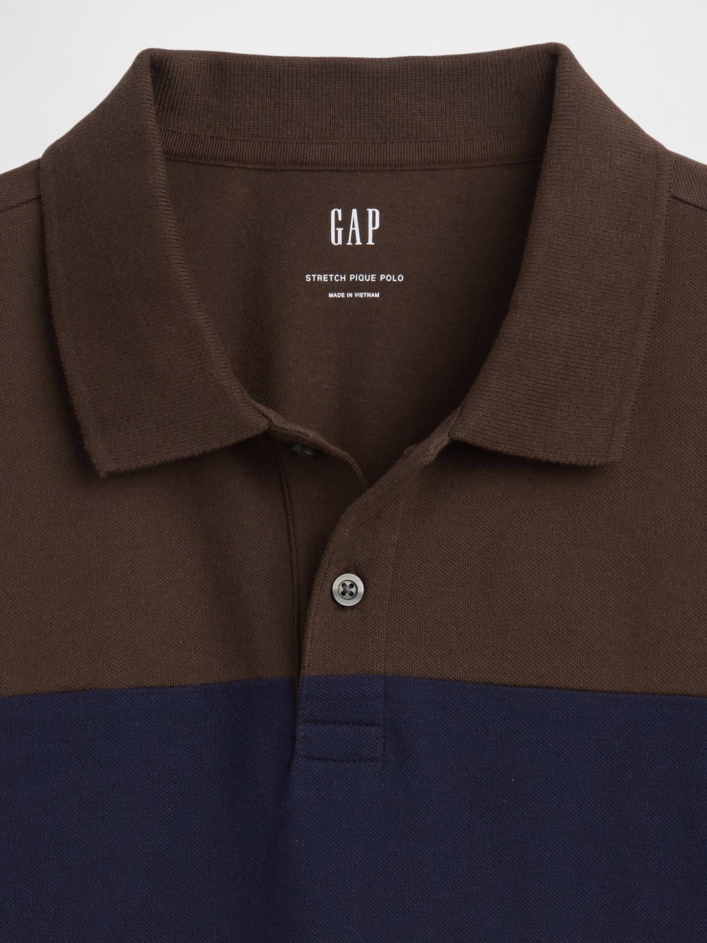 Kahverengi Colorblock Stretch Pique Polo T-shirt