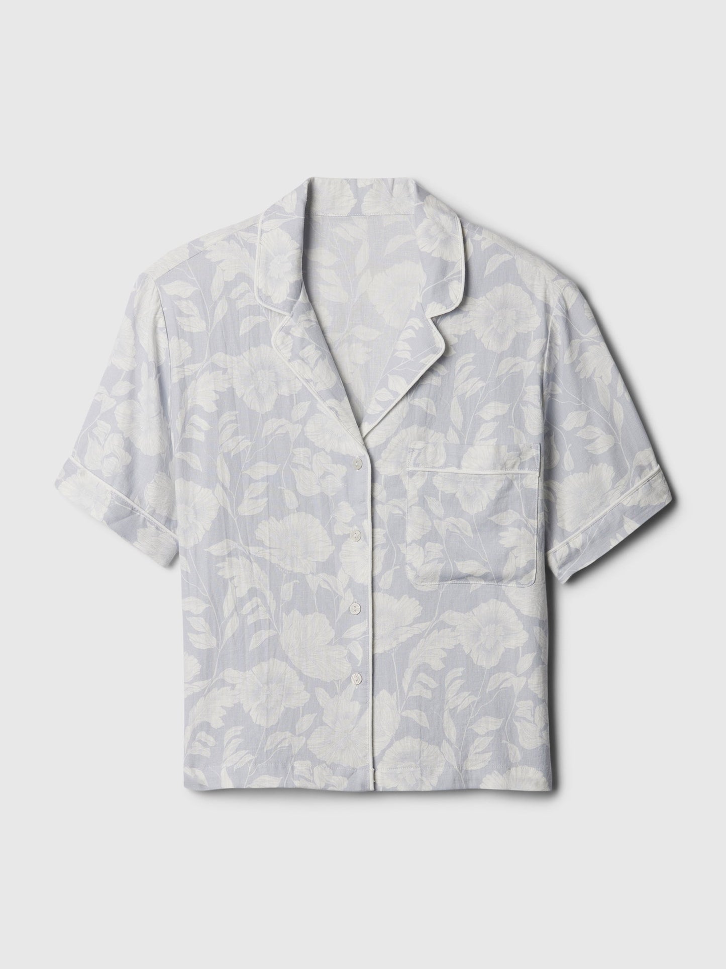 Gri Keten Karışımlı Pijama Üstü
