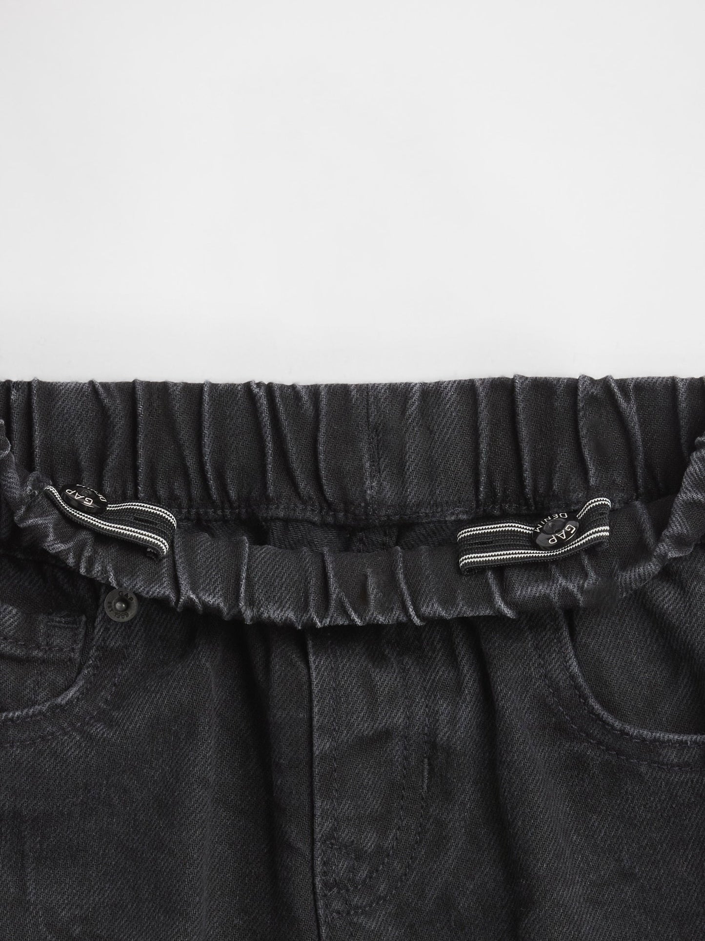 Siyah Pull-on Baggy Jean Pantolon