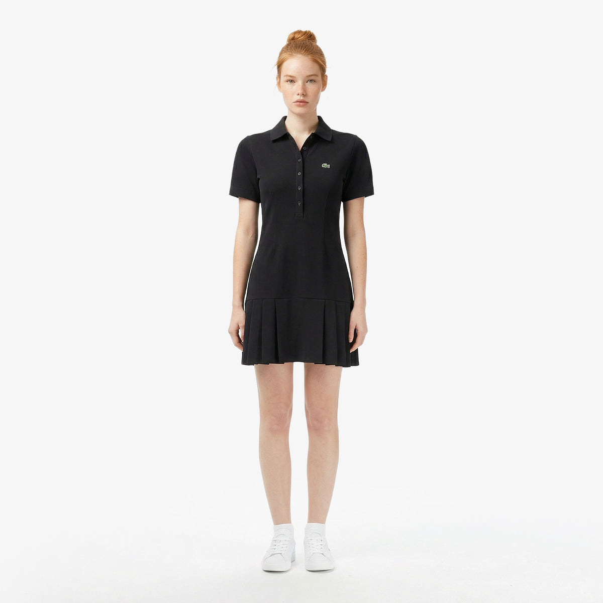 Lacoste Kadın Classic Fit Kısa Kollu Polo Yaka Siyah Elbise